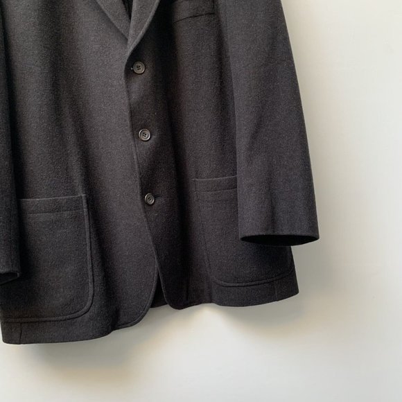 009 - Hackett London Coat Jacket Size 46 Regular Dark Brown Pure Wool Unlined - Picture 3 of 8